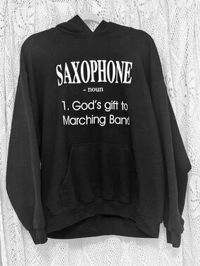 Gildan Black Saxophone Graphic Crewneck Sweatshirt